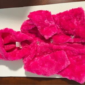 Little Lass Hot Pink Faux Fur Coat